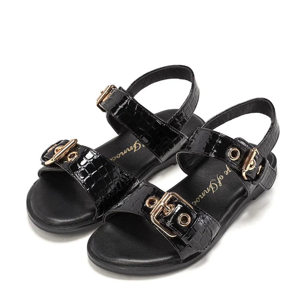 Zara Croco Black Sandals - Image 2
