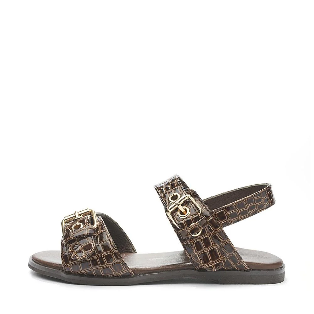 Zara Croco Brown Sandals