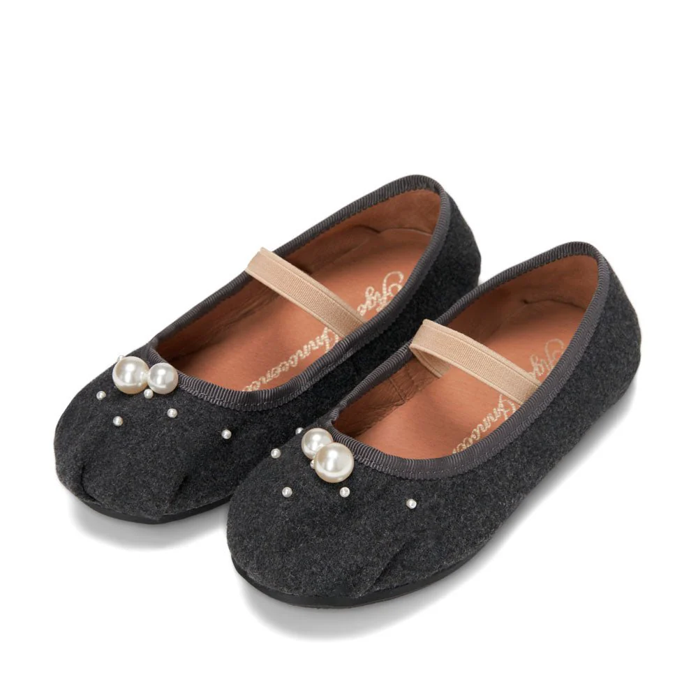 Zelda Wool Dark Grey Flats - Image 2