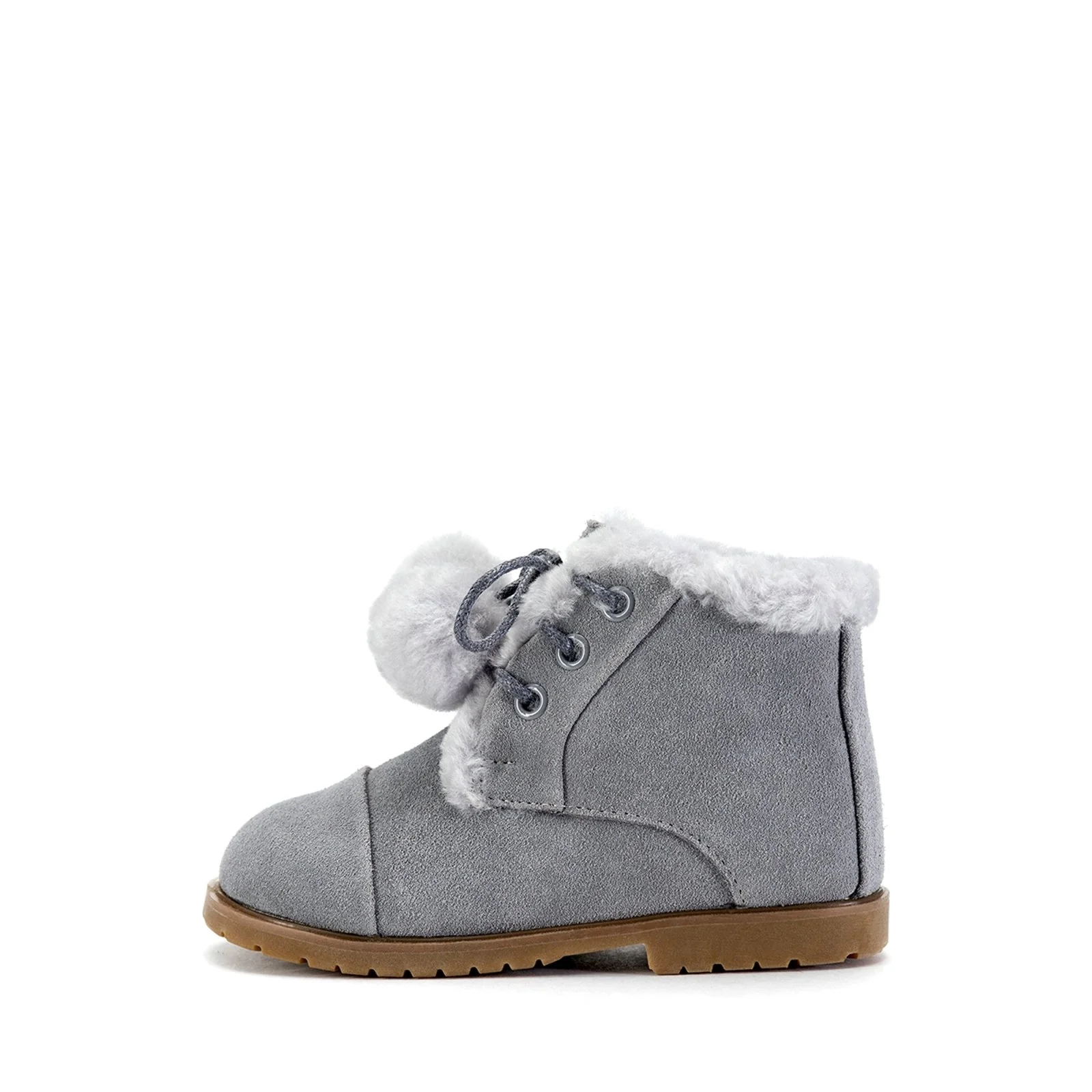 Zoey Pompon Grey Boots