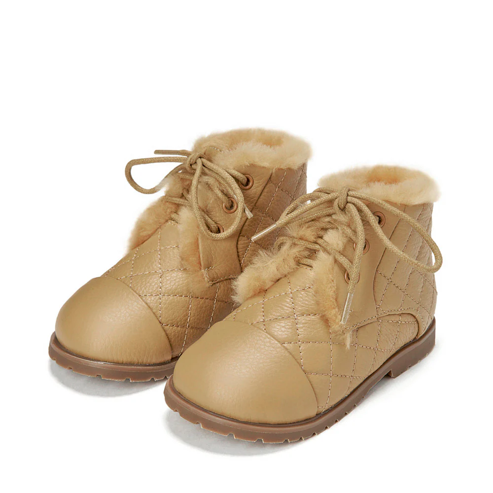 Zoey Quilted Beige Boots - Image 2